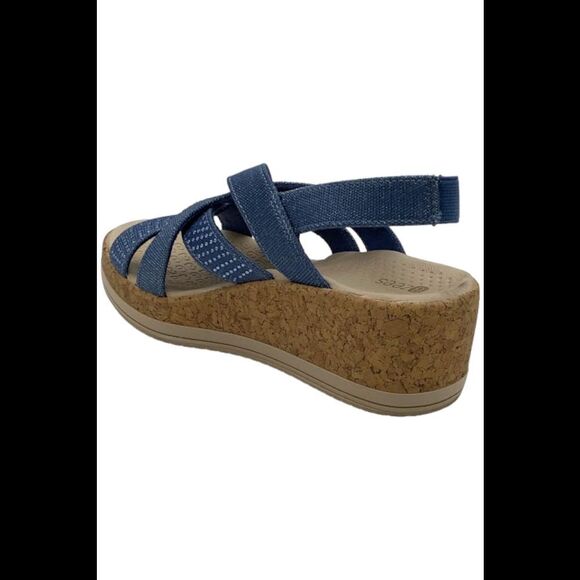 Bzees Ritz Sparkle Machine Washable Cork Wedge Sandal Blue - Medium - Picture 3 of 3